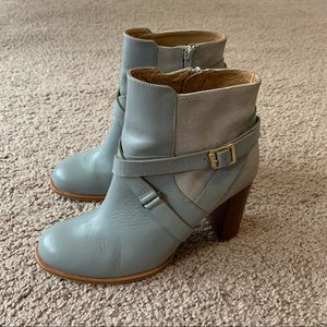 Topshop grey chunky heeled leather boots made in Spain sz 42 / 10